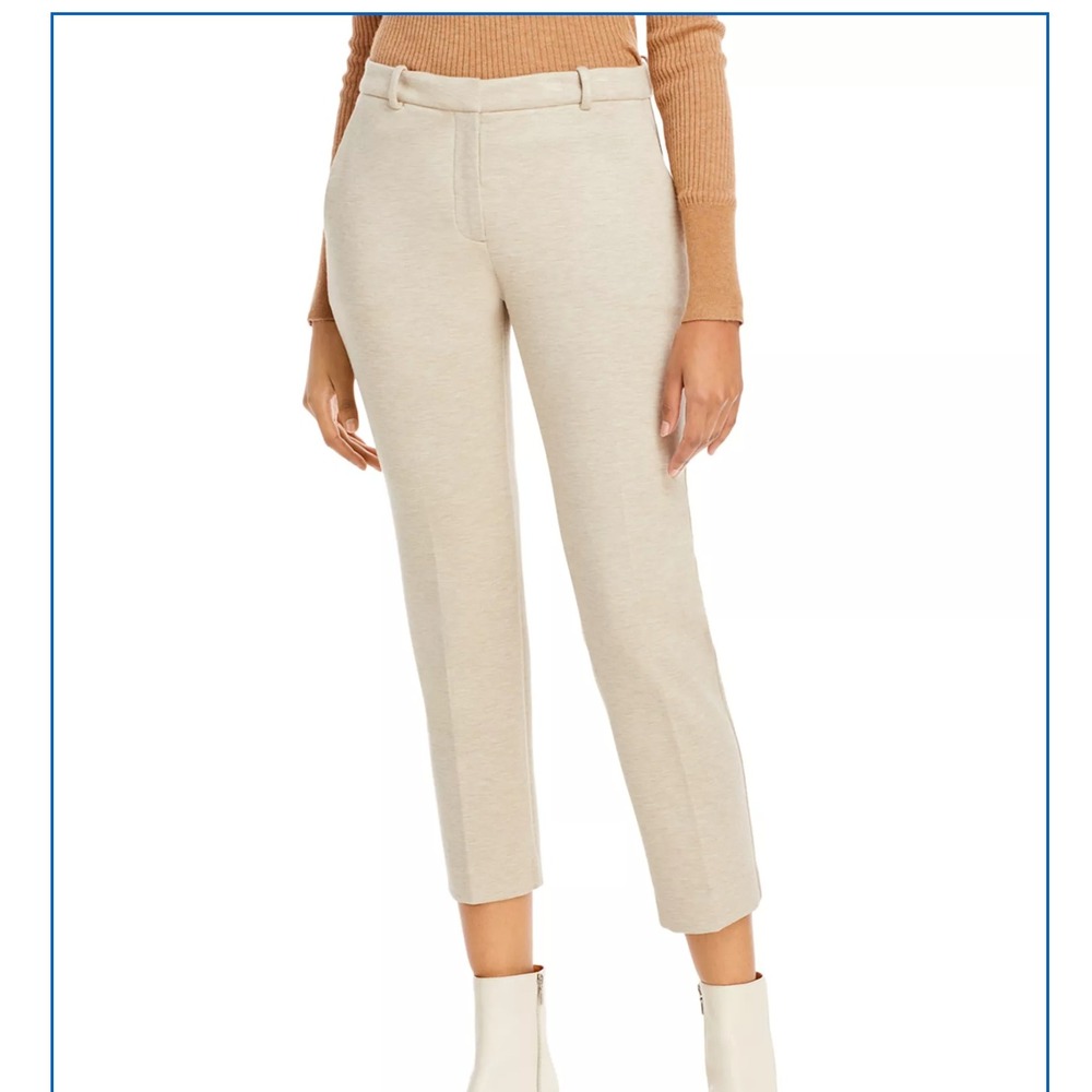 THEORY Treeca 4K Double Knit Beige Stretch Ponte Ankle Crop Pants Size 2
